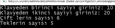 c# For döngüsü örnek soru