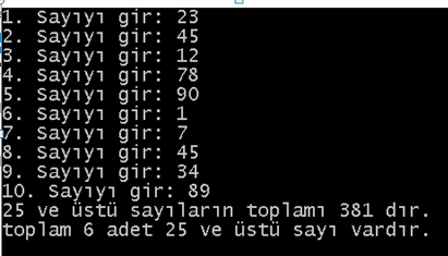 c# for döngüsü örnek soru