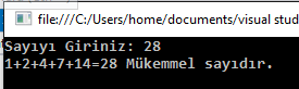 c# ta mükemmel sayı bulma